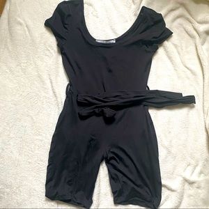 Black Belted Bodycon Romper